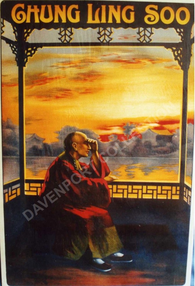 Chung Ling Soo, thinking at sunset poster