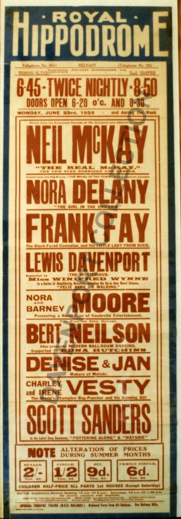 Royal Hippodrome, Belfast poster. 23 June 1924