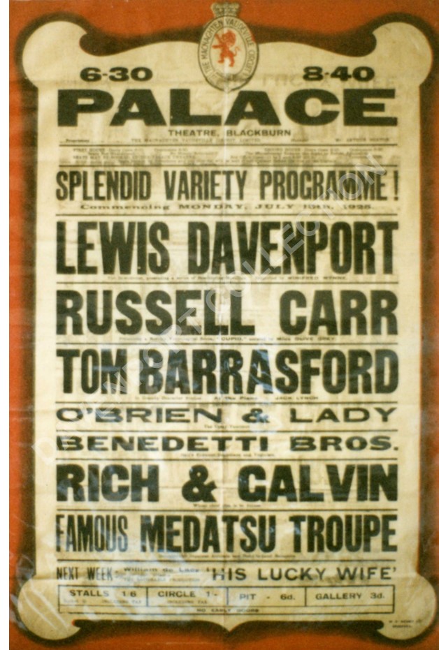 Palace, Blackburn. 13 July 1925