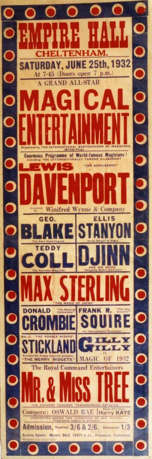 A Grand All-Star Magical Entertainment, Empire Hall, Cheltenham. 25 June 1932