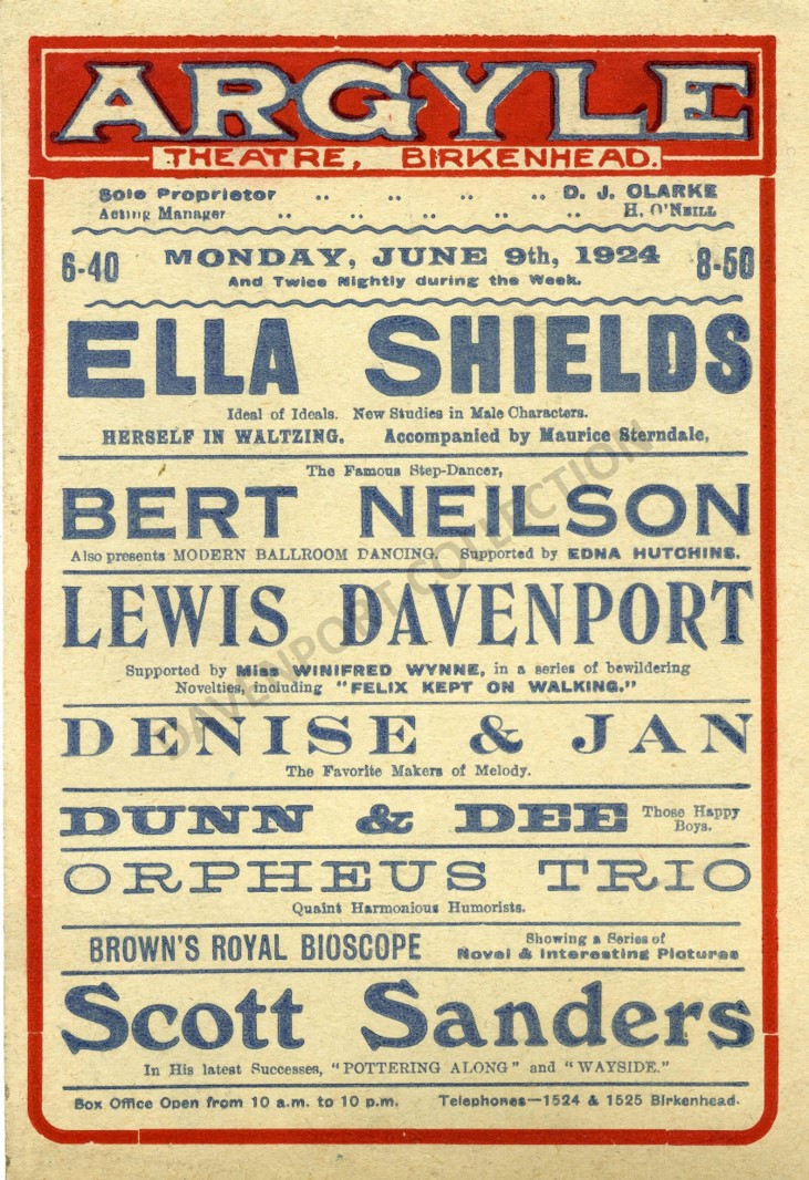 Argyle Theatre, Birkenhead. 9 June 1924