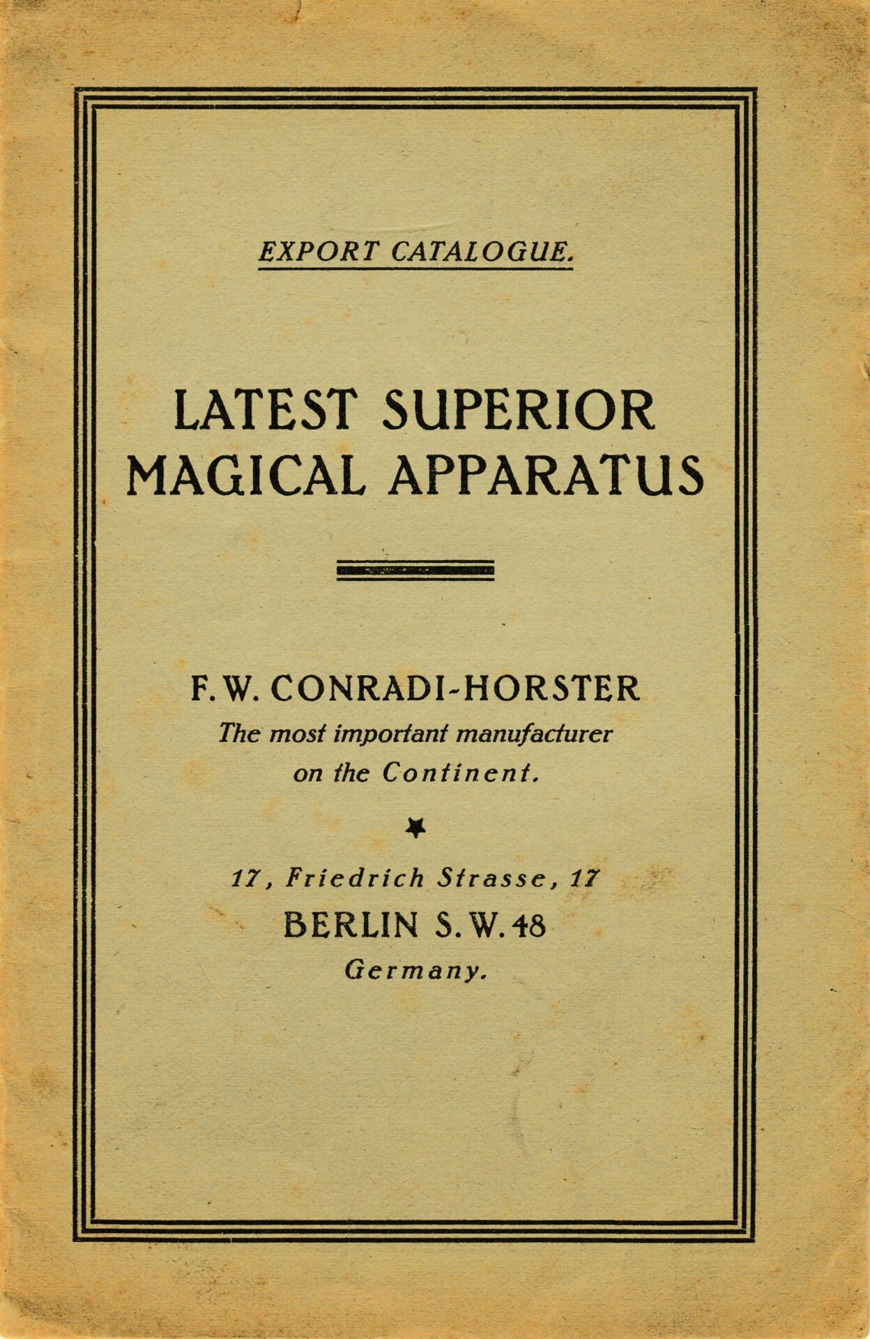 F.W. Conradi-Horster export catalogue circa 1922