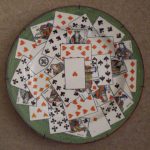 China dish decorated with playing cards