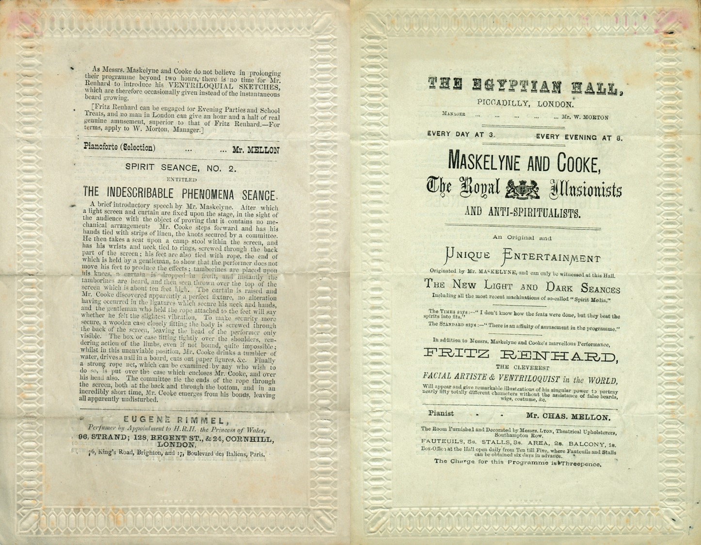 Maskelyne and Cooke, Egyptian Hall, London. Before the introduction of Psycho