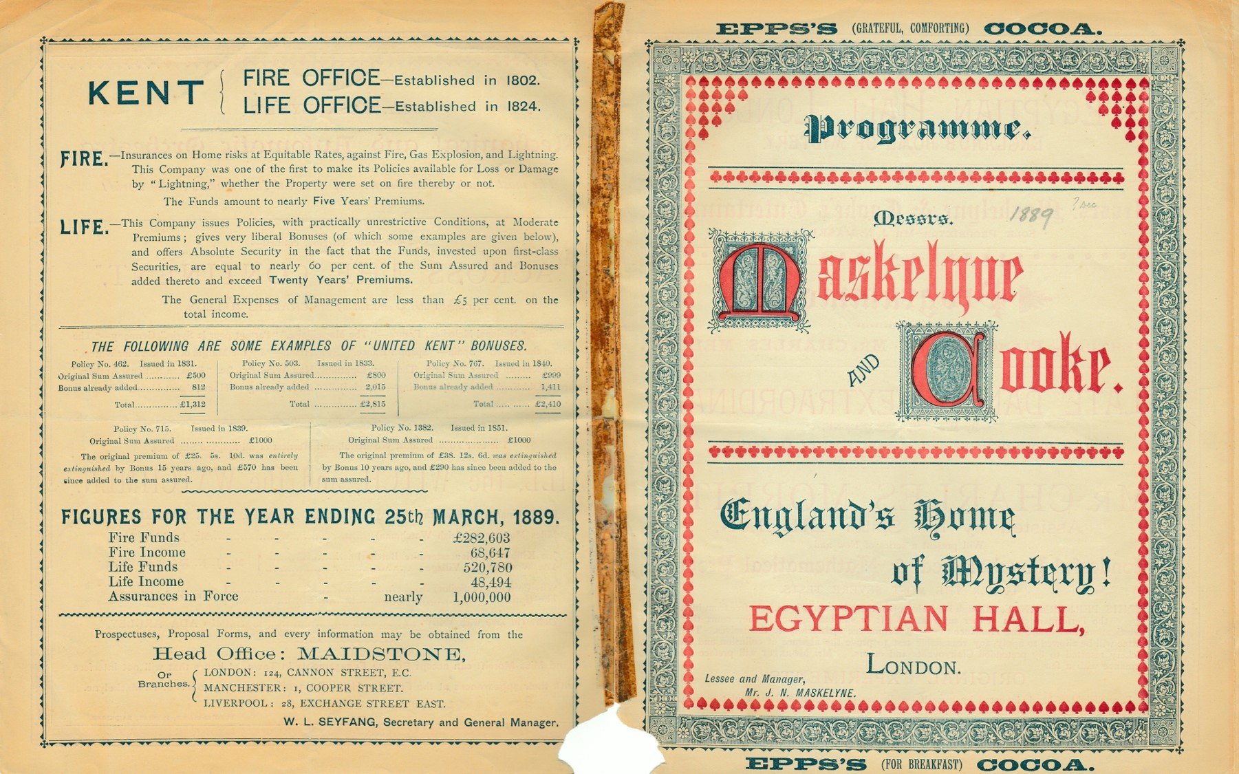 Maskelyne and Cooke, Egyptian Hall, London