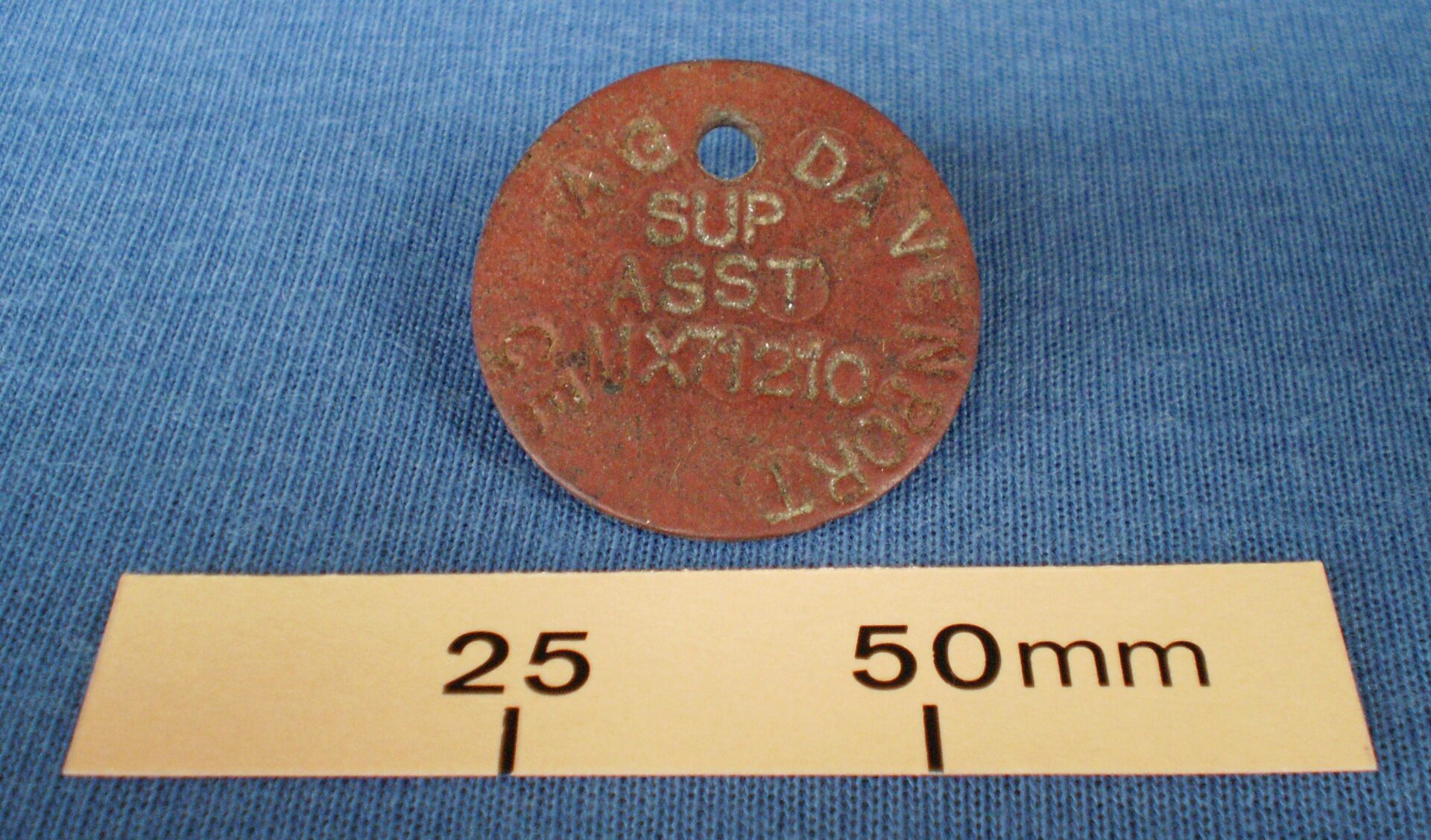 AG Davenport Supply Assistant identification tag during WW2