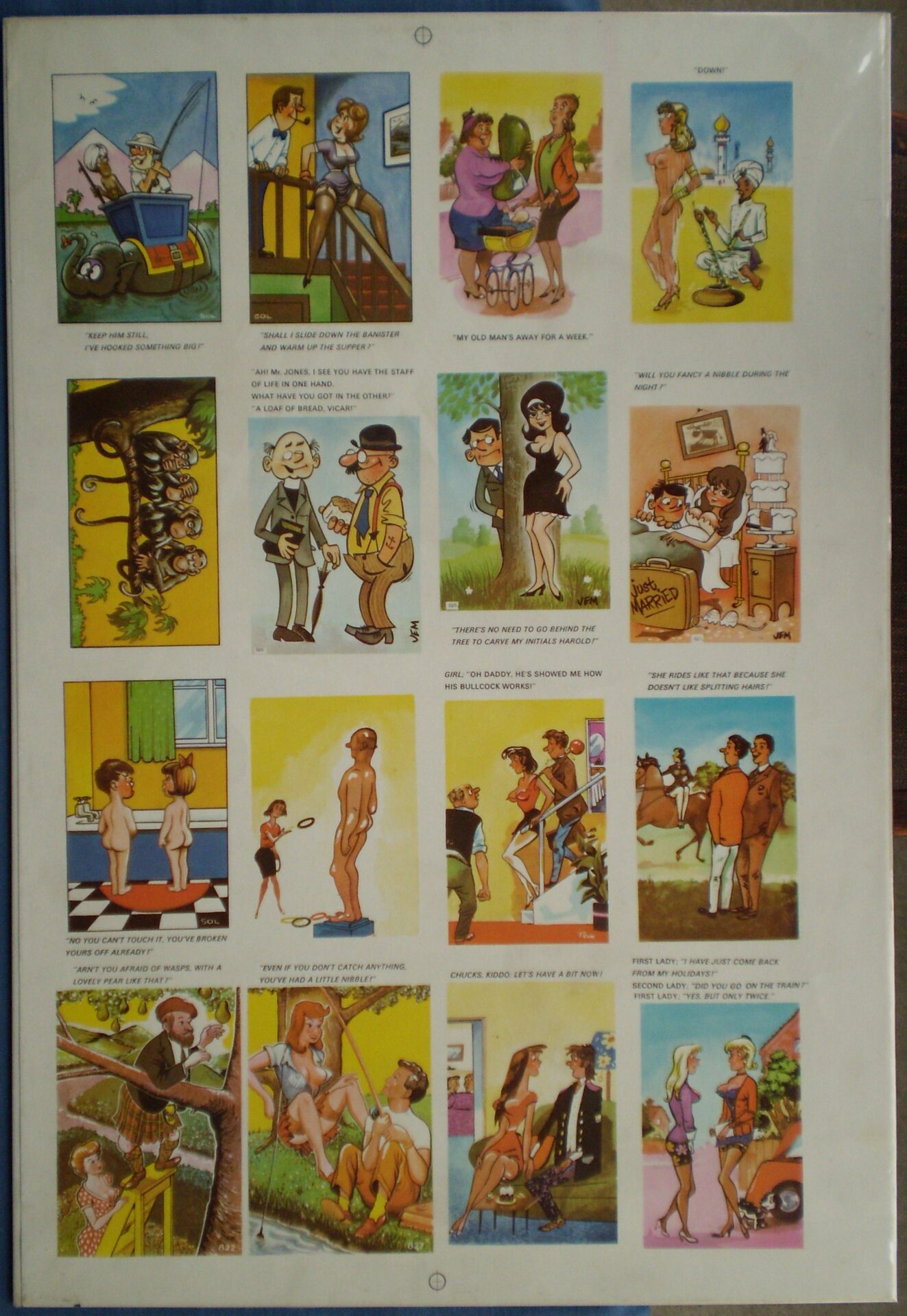 Sheet of naughty postcards