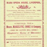 Advertising for Maskelyne and Cooke at the Bijou Opera House, Liverpool. 1888
