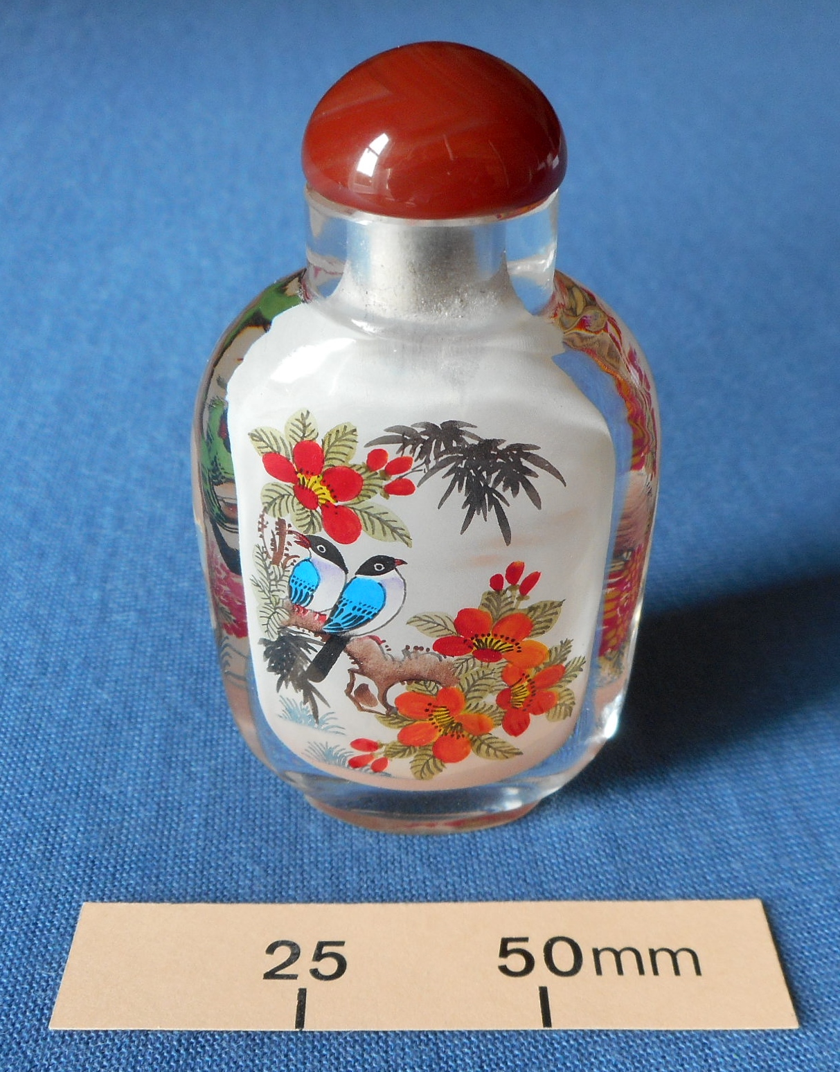 A Chinese inside painted glass snuff bottle, with stopper