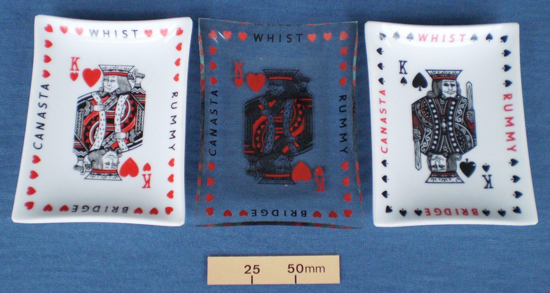 Glass ashtrays with card designs