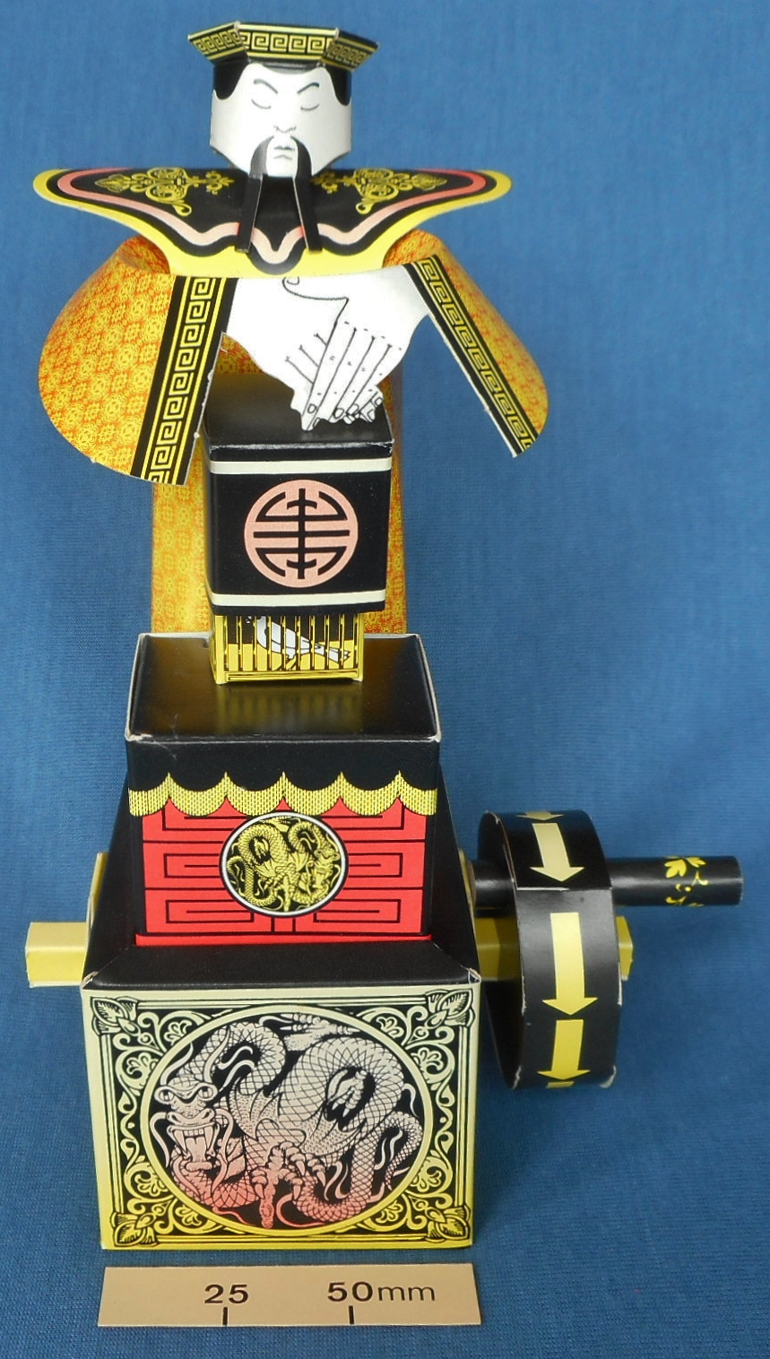 Chinaman automaton that performs the vanishing bird cage trick