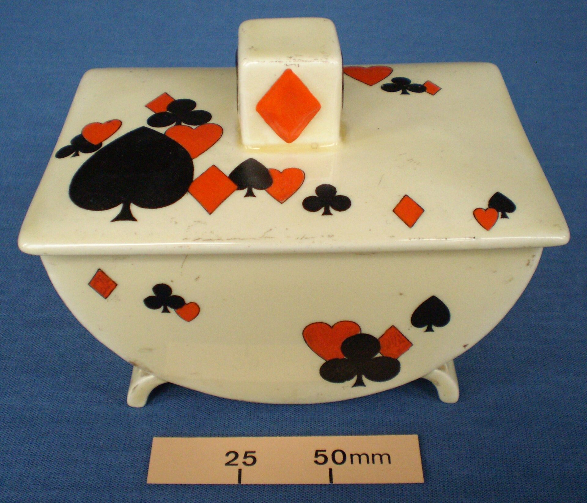 Royal Doulton covered dish decorated with Clubs, Hearts, Diamonds and Spade pips