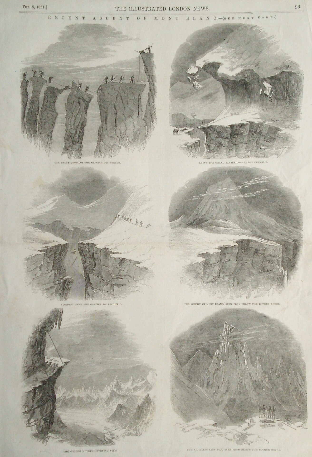 Article on an 1850 ascent of Mont Blanc by Mr Erasmus Galton