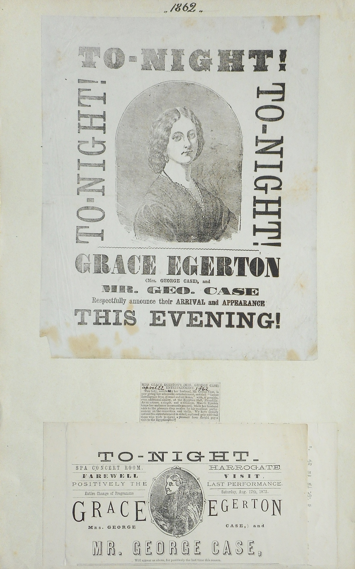 Grace Egerton and George Case perform at The Egyptian Hall and Spa Concert Room, Harrogate. 19th century