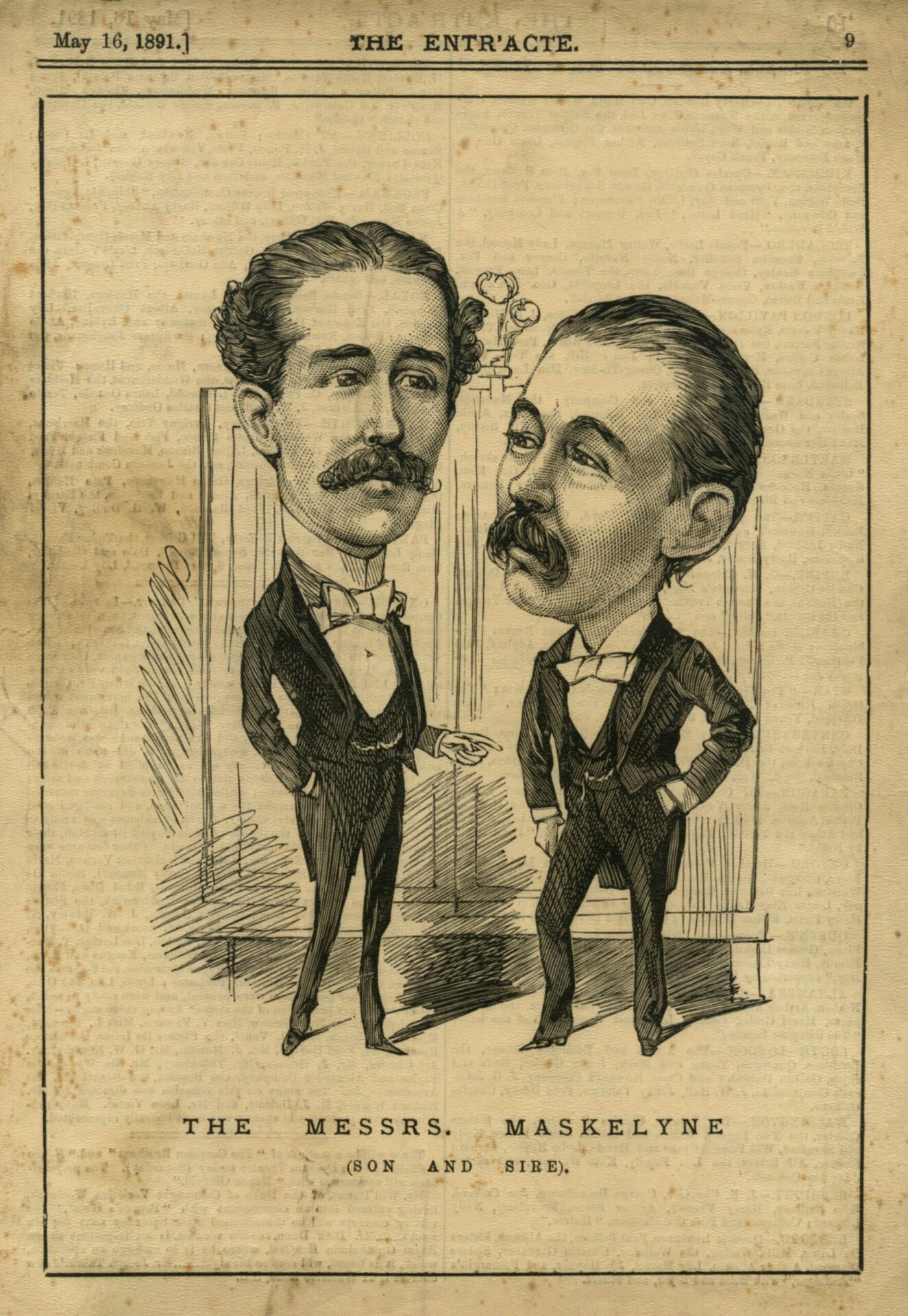 Print of the Messrs Maskelyne in ‘The Entr’acte’, 1891