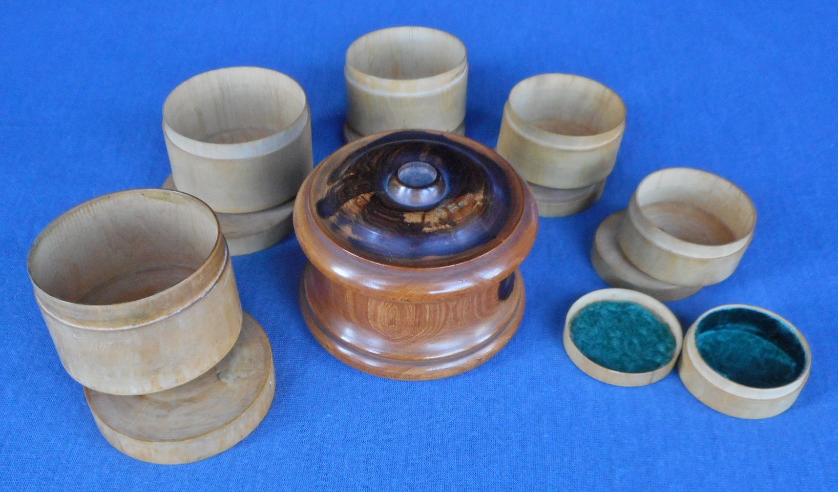 Turned wooden nest of boxes