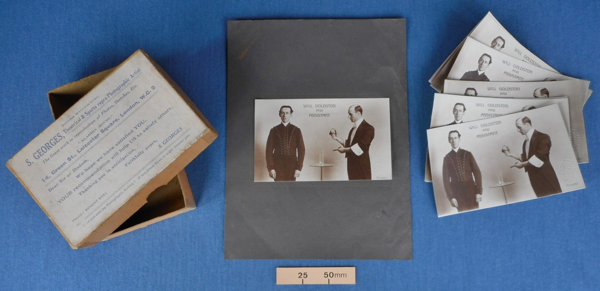 Box containing Will Goldston publicity photographs