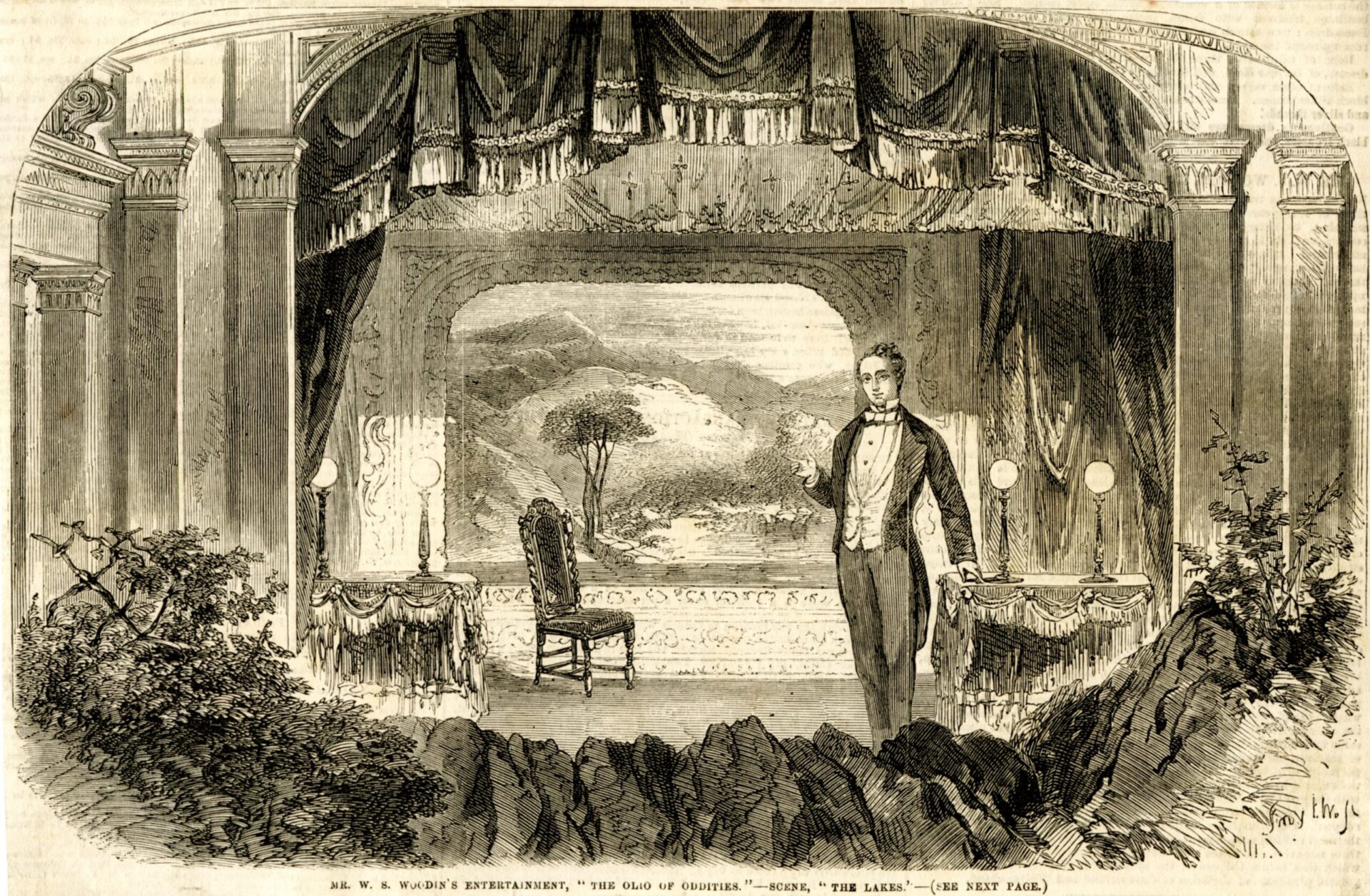 Mr W.S. Woodin’s entertainment “The Olio of Oddities” in 1856 at the Polygraphic Hall, London
