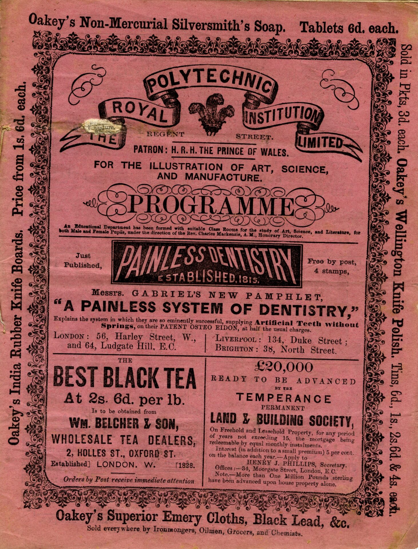 Programme for The Royal Polytechnic Institution Limited, 1868