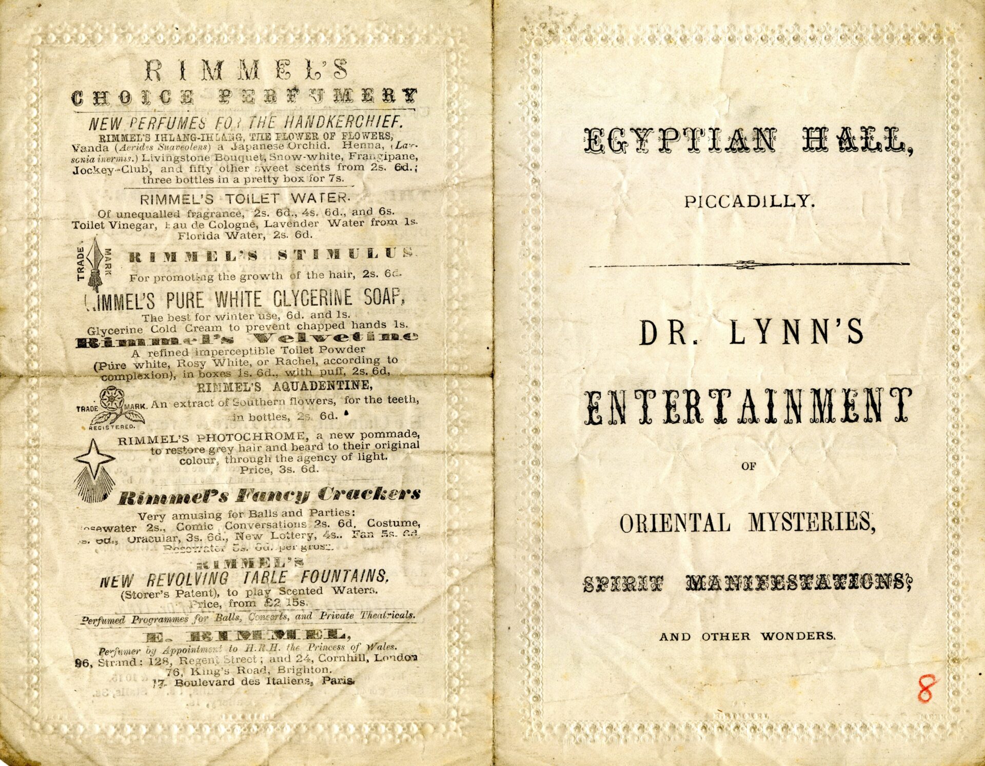 Programme for Dr Lynn’s Entertainment, Egyptian Hall