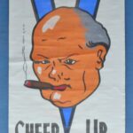 A banner wand showing Churchill and V for Victory