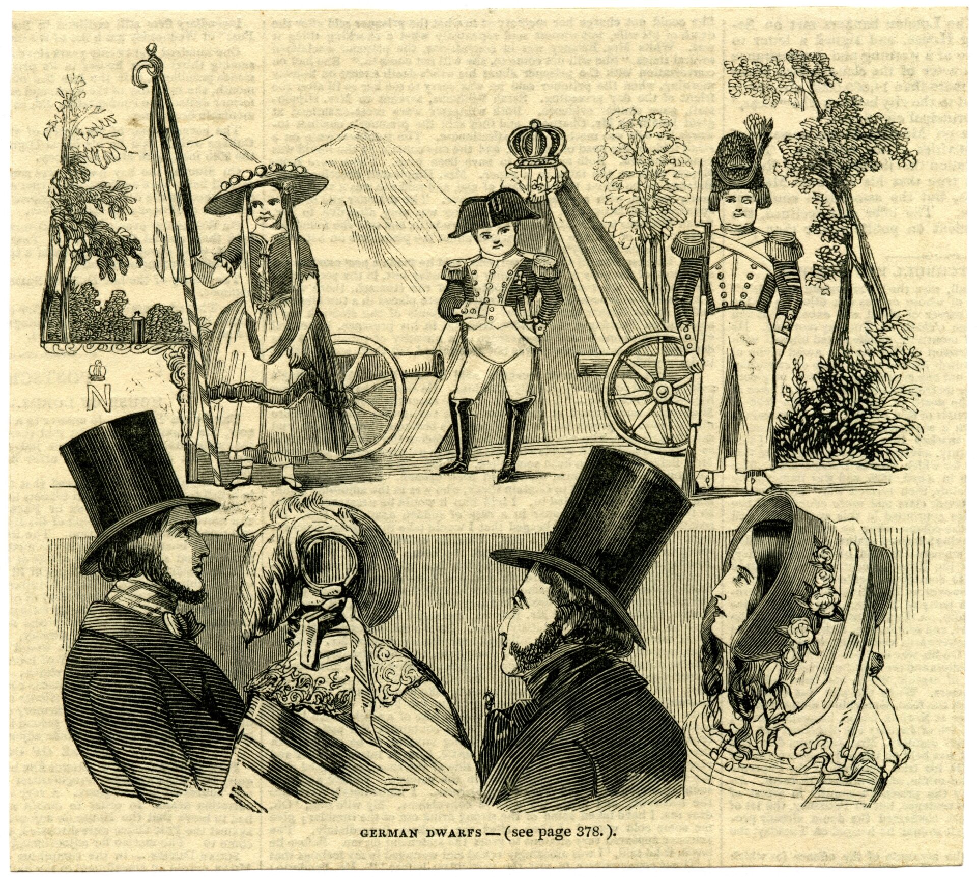 German dwarfs at the Egyptian Hall, 1844