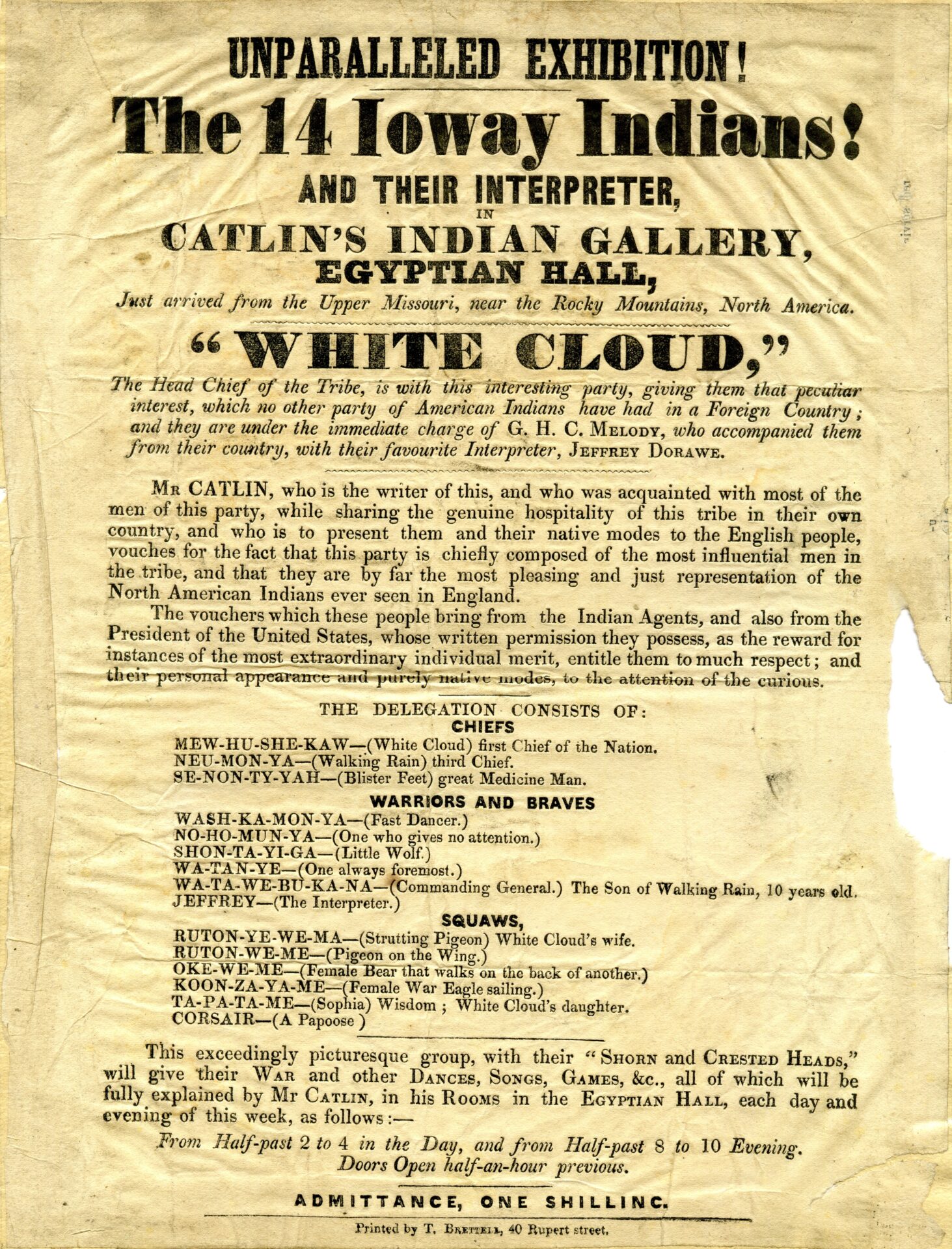 The 14 Ioway Indians in Catlin’s Indian Gallery at the Egyptian Hall, 1844