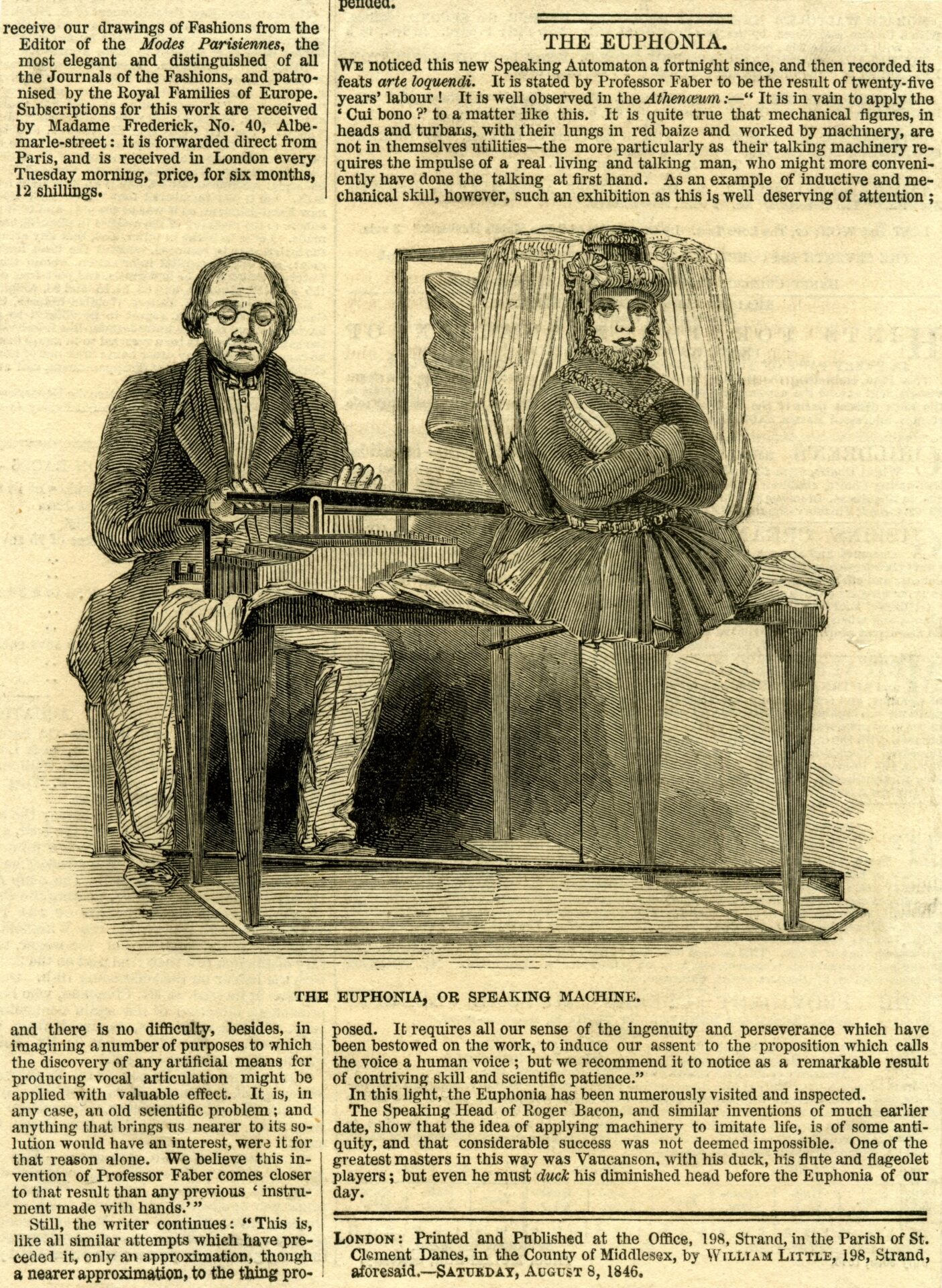 The Euphonia exhibited at the Egyptian Hall, 1846