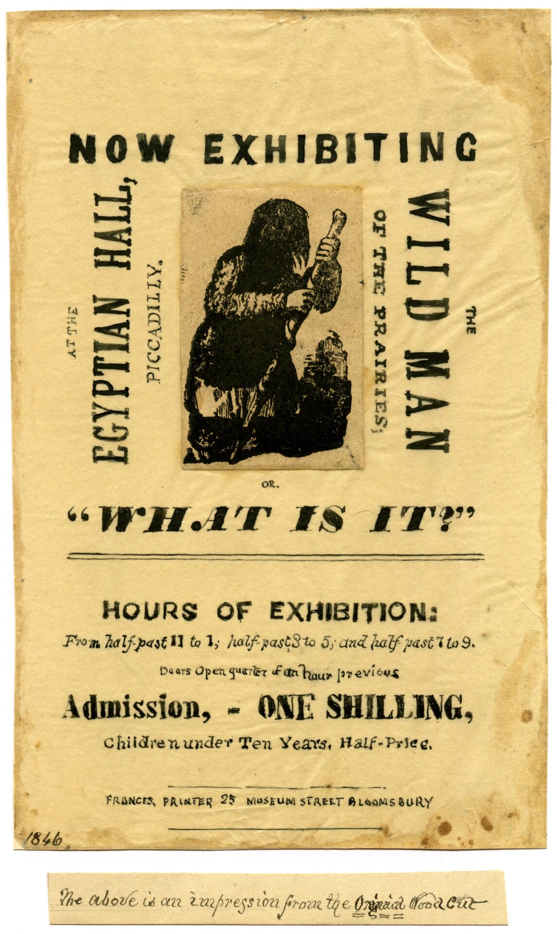 “What is it?” exhibited at the Egyption Hall in 1846