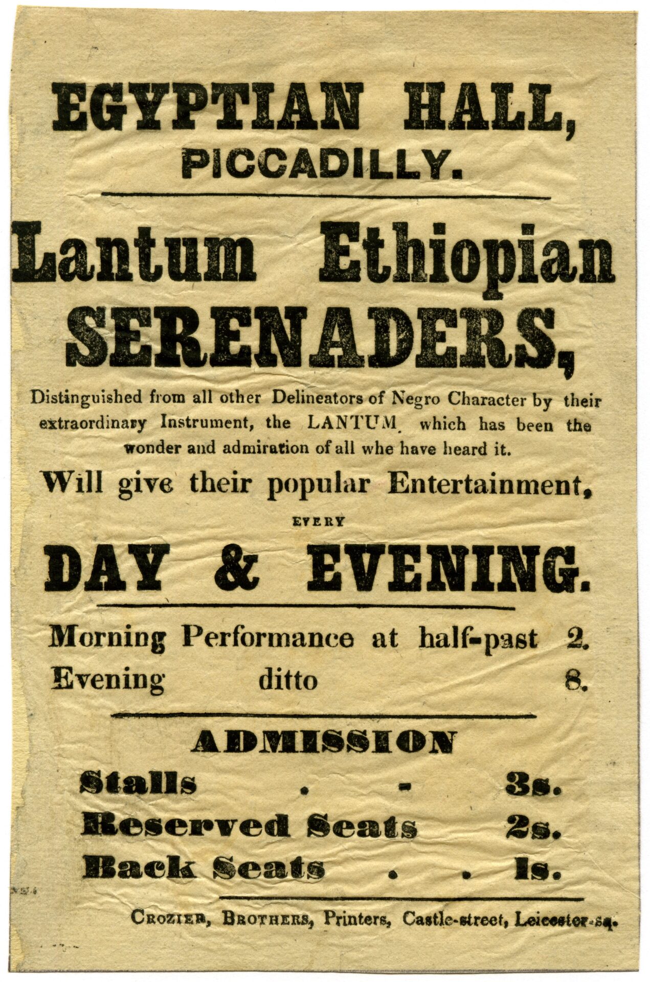 Lantum Ethiopian Serenaders at the Egyptian Hall in 1847