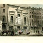 Hand coloured print of General Tom Thumb’s carriage outside the Egyptian Hall