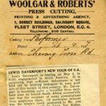 Press cutting from ‘The Performer’ mentioning Lewis Davenport’s forthcoming South American engagements, 1927