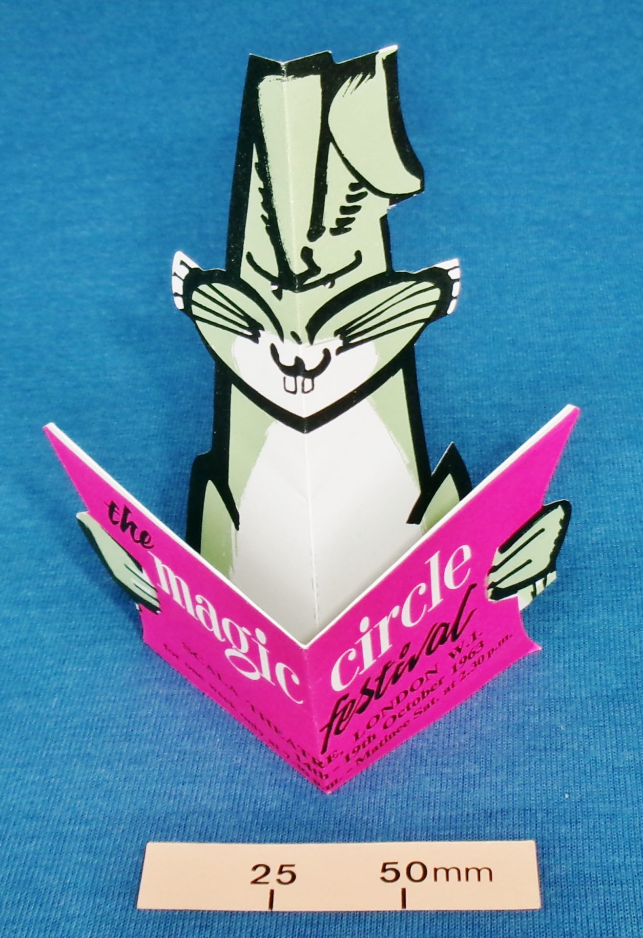 Novelty advertising card for The Magic Circle Festival at the Scala Theatre in London, 1963