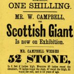 Mr W. Campbell, the Scottish Giant on exhibition at the Egyptian Hall, 1878