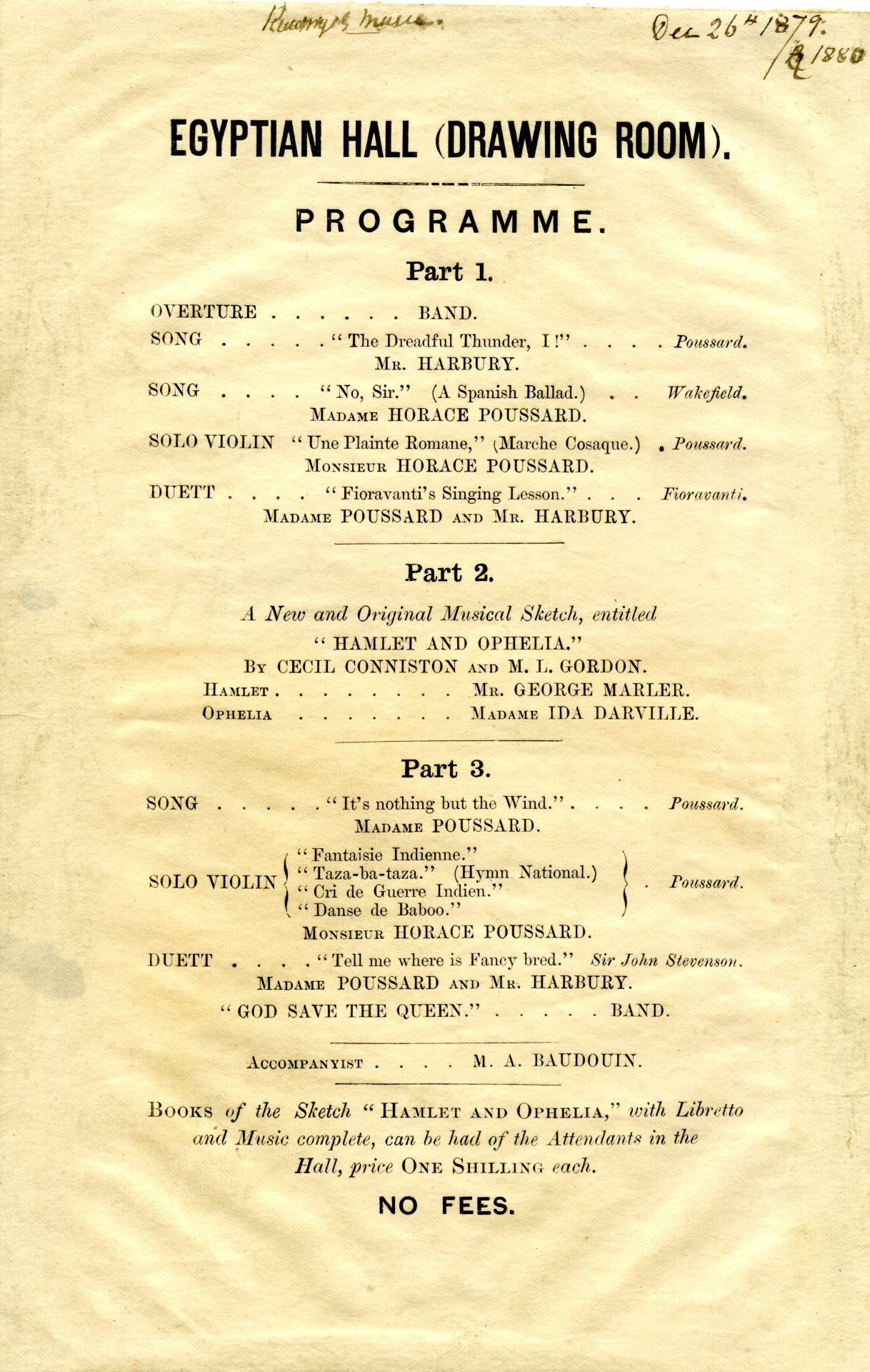 Conniston’s Entertainment at the Egyptian Hall, 1879