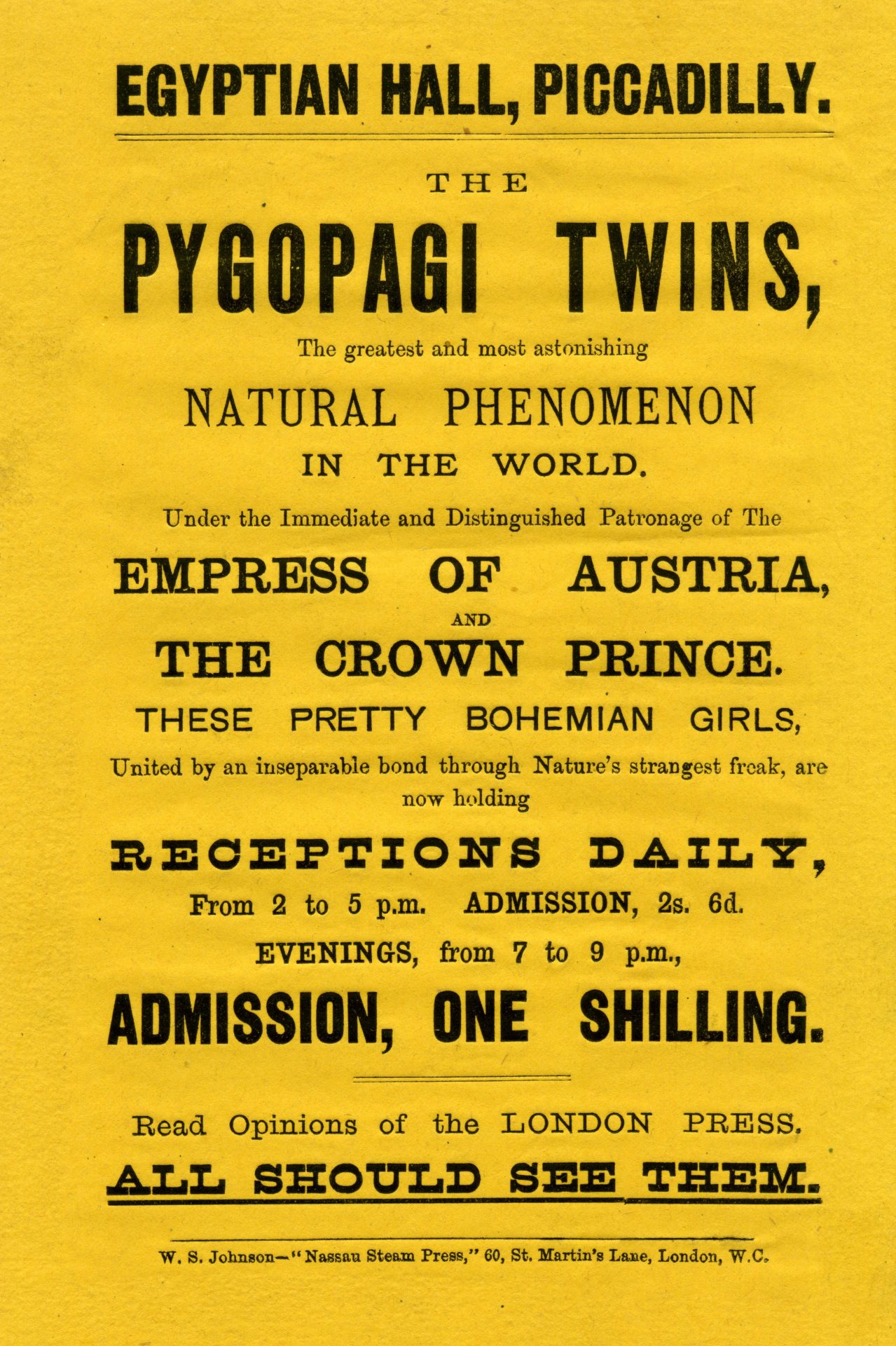 The Pygopagi Twins at the Egyptian Hall, 1880