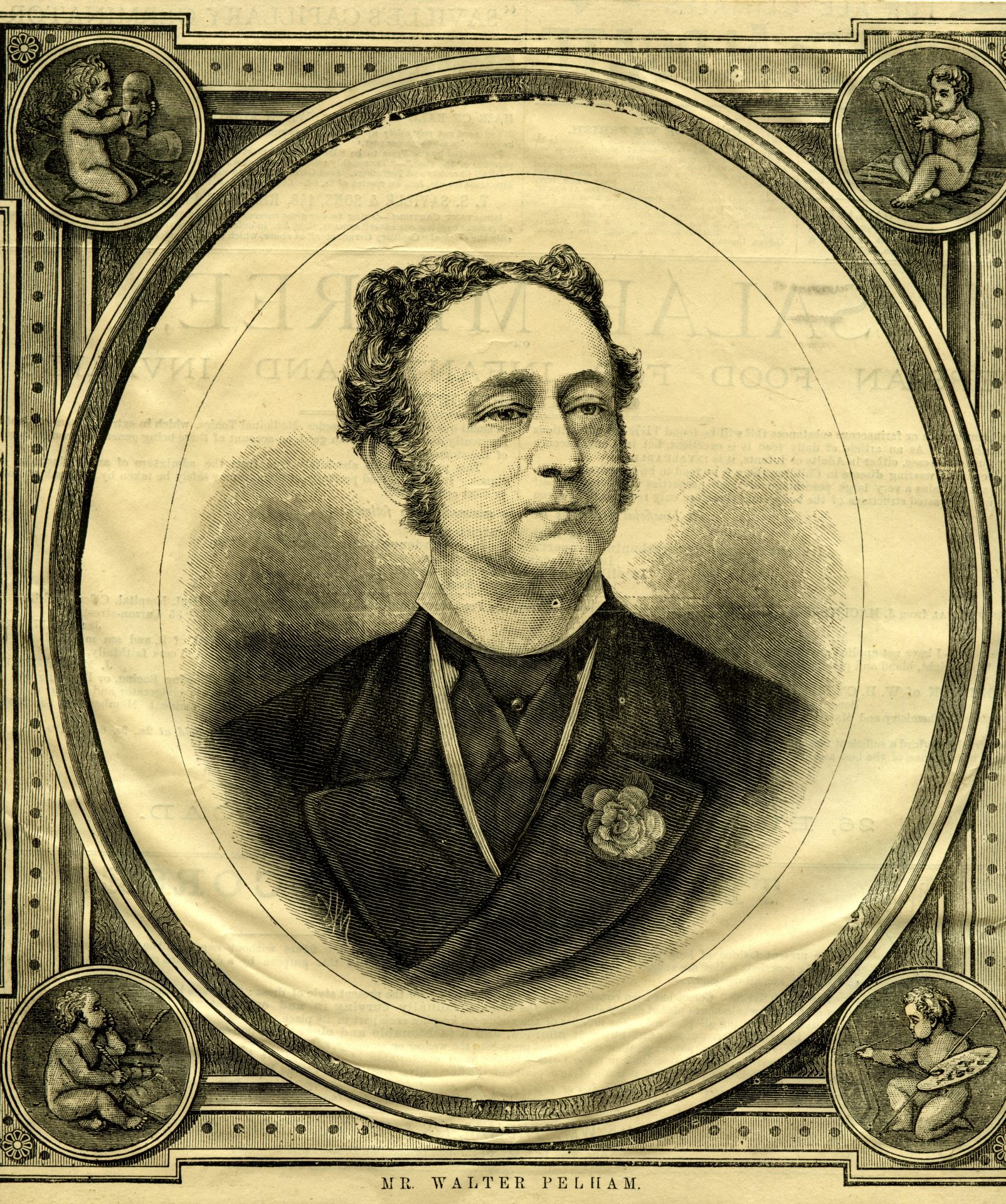 Print of Mr Walter Pelham, popular with the Egyptian Hall audiences