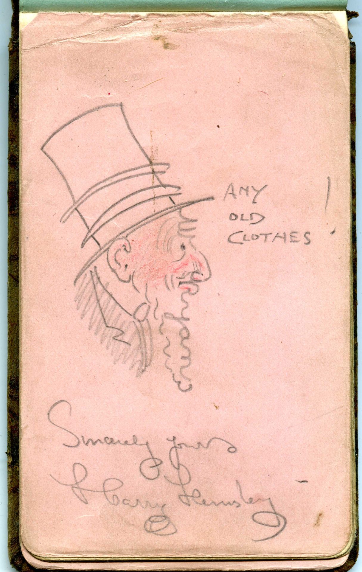 Harry Hemsley drawing in Wyn Davenport’s autograph album