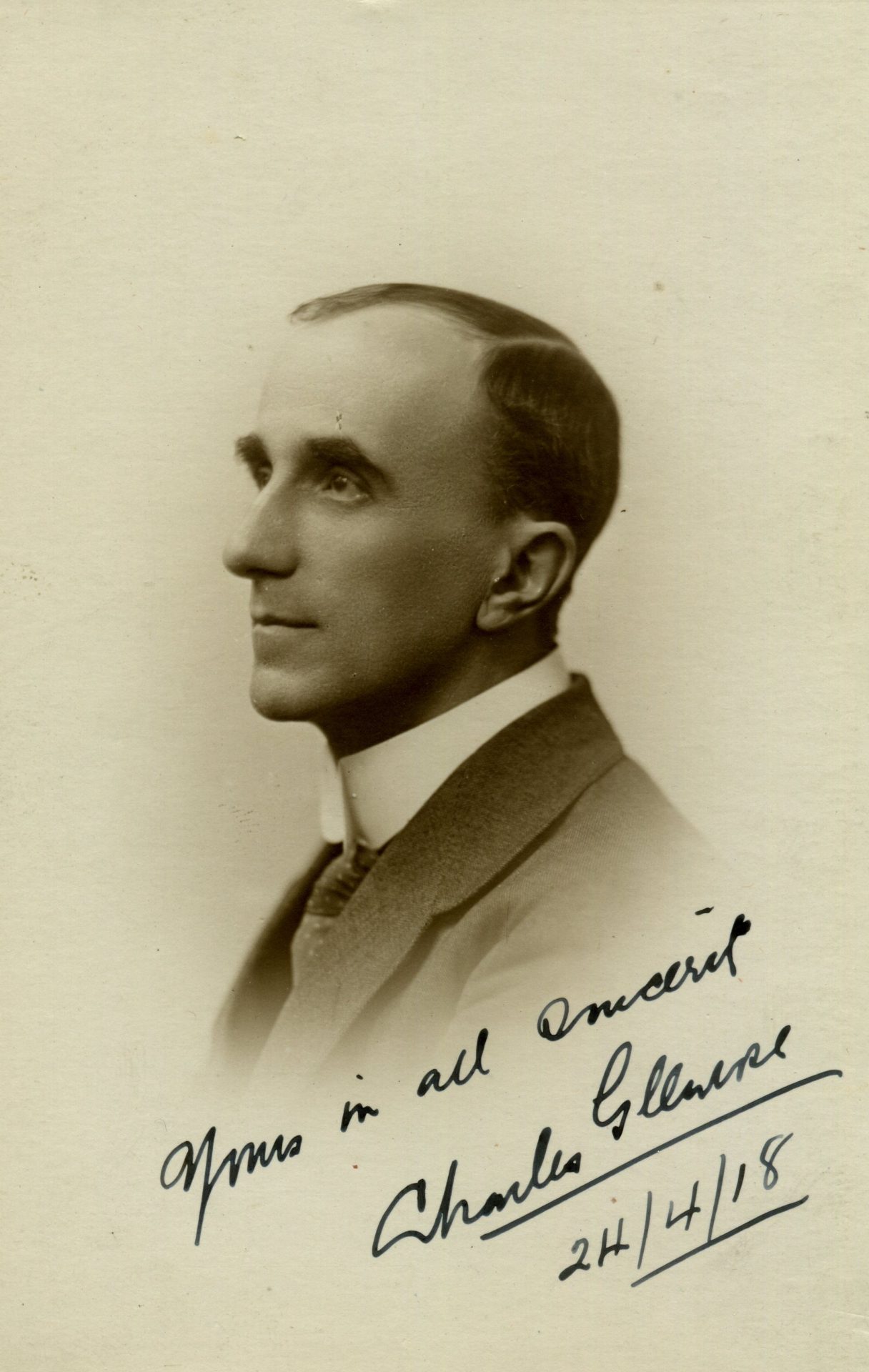 Photographic postcard of Charles Glenrose