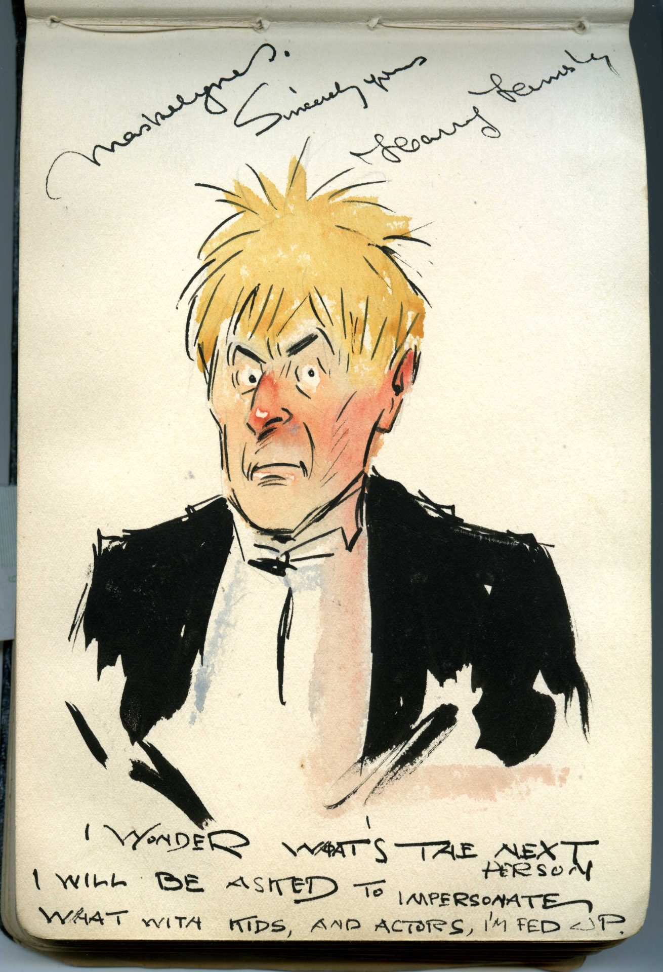 Harry Hemsley painting in Wyn Davenport’s autograph album