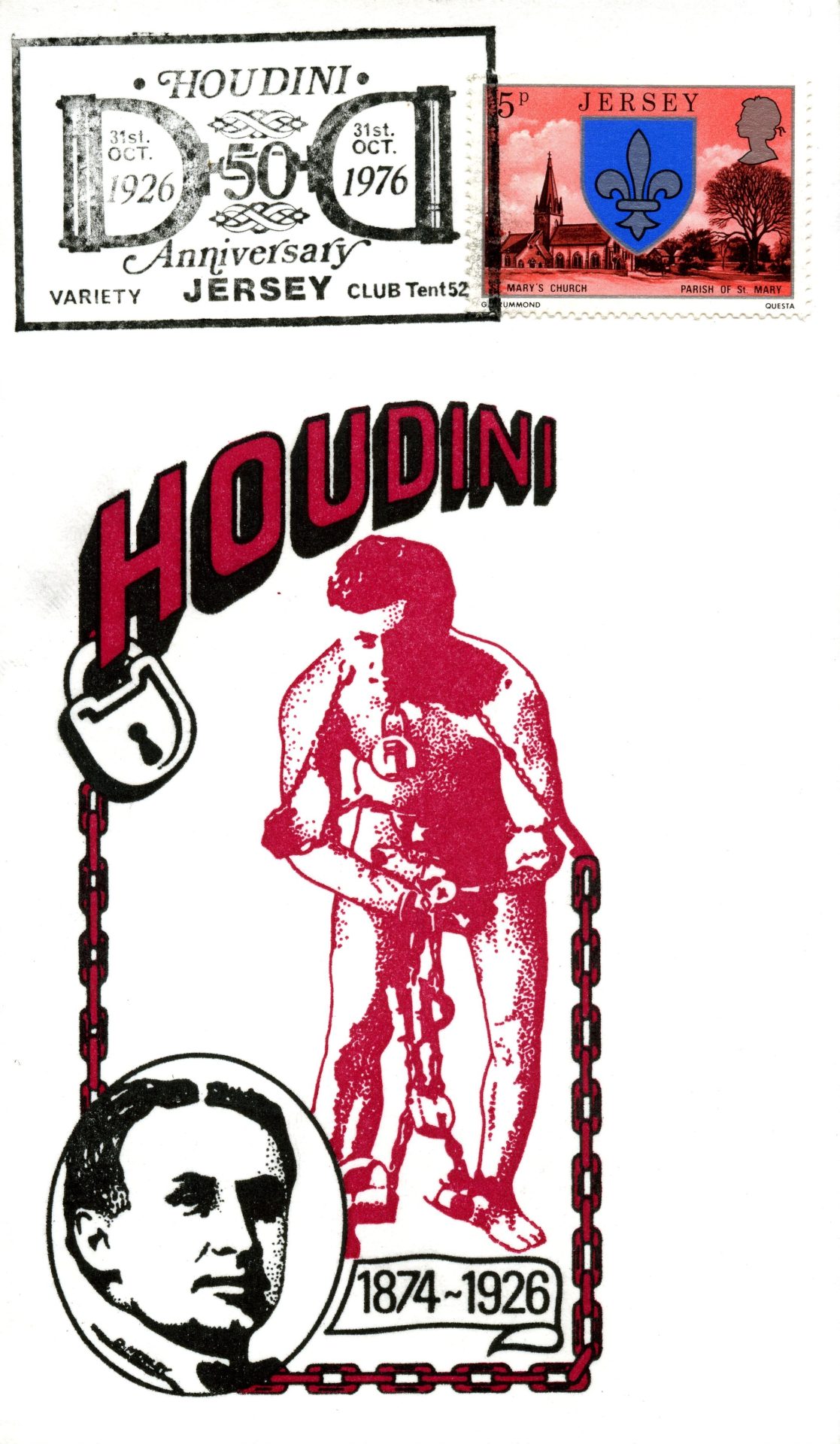 Card commemorating the 50th anniversary of Houdini’s death