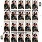 Plate of Houdini stamps, postmarked 3 July 2002