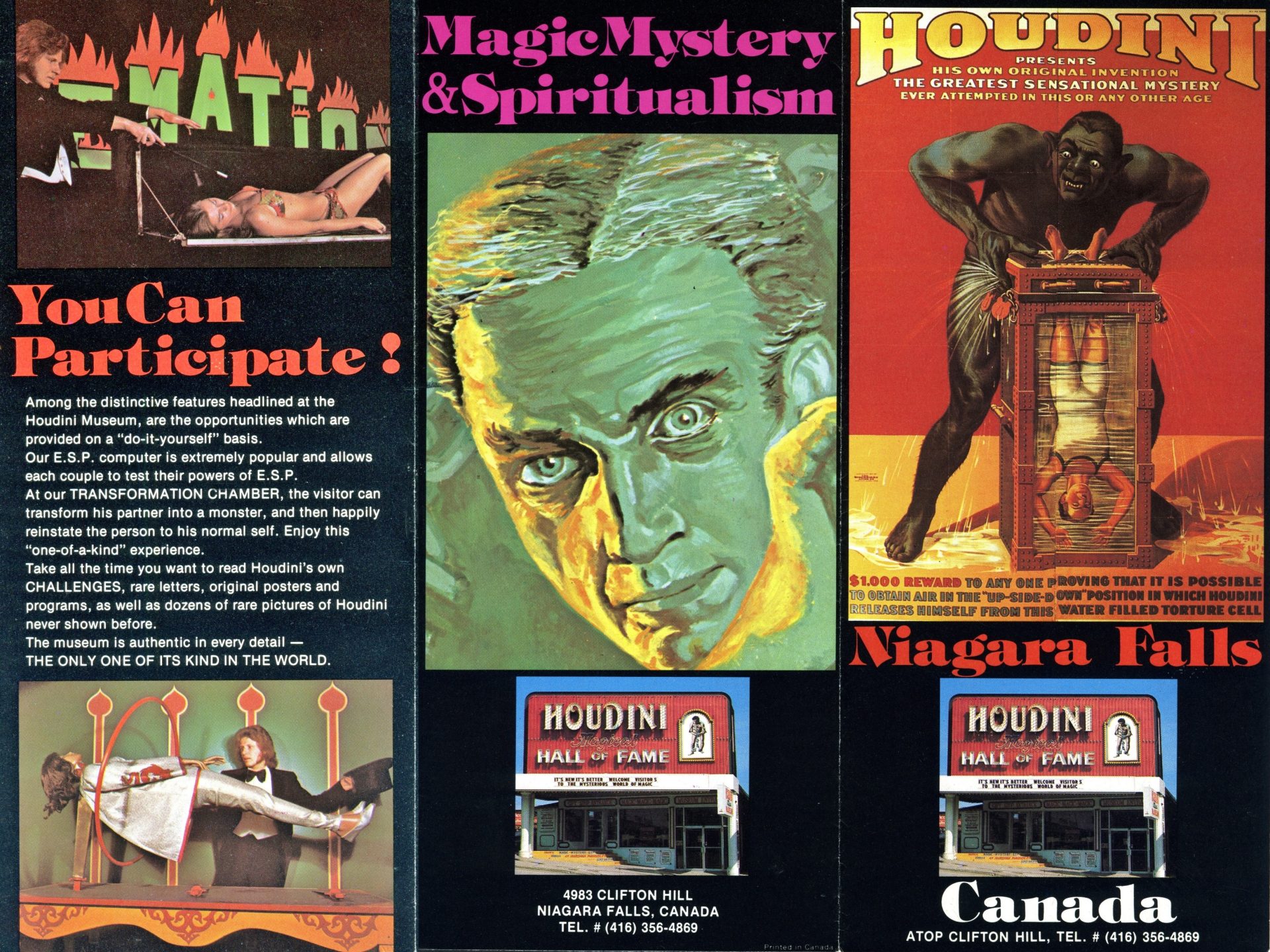 Brochure for the Houdini Hall of Fame, Niagara Falls