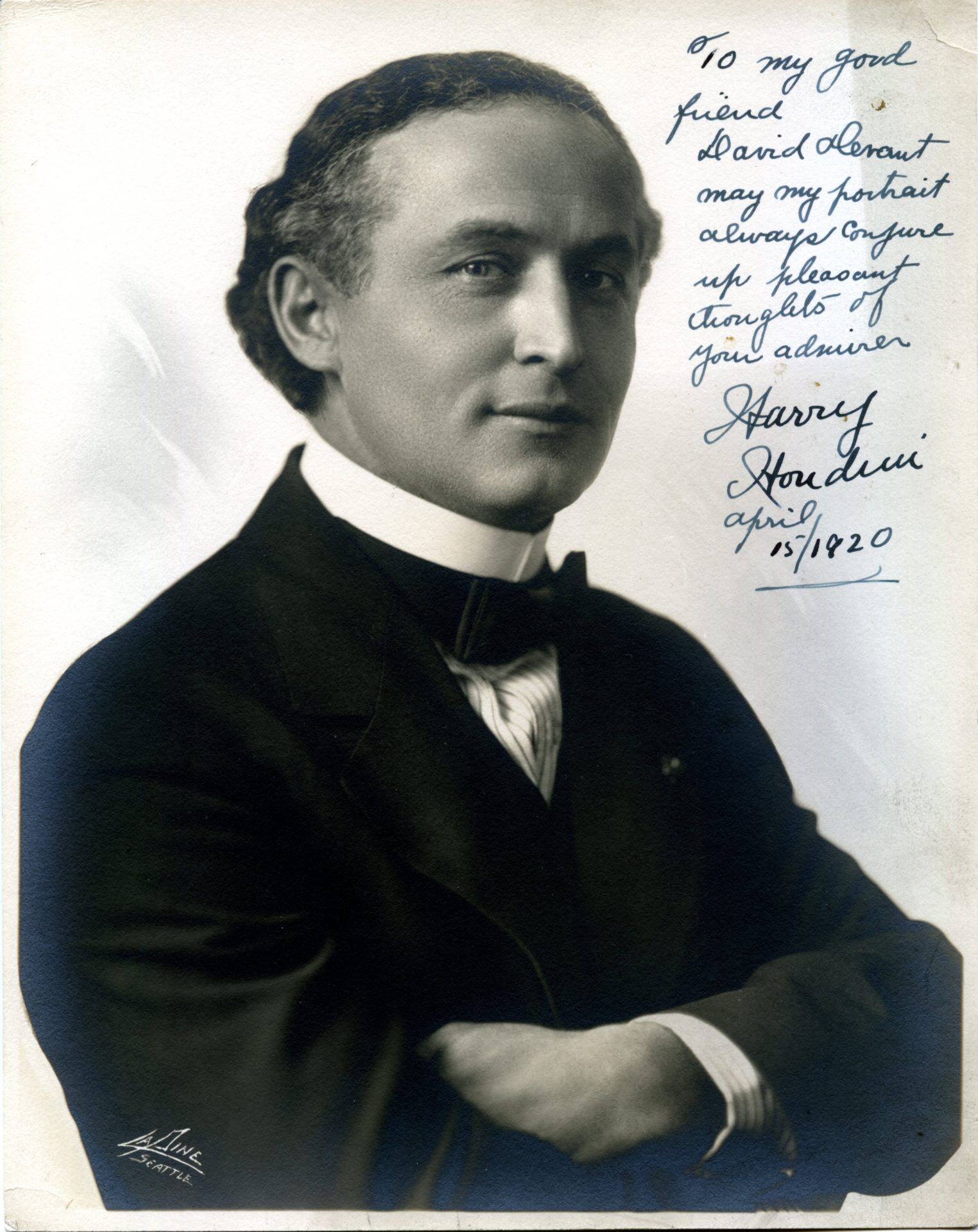 Photograph of Houdini signed to David Devant, 1920