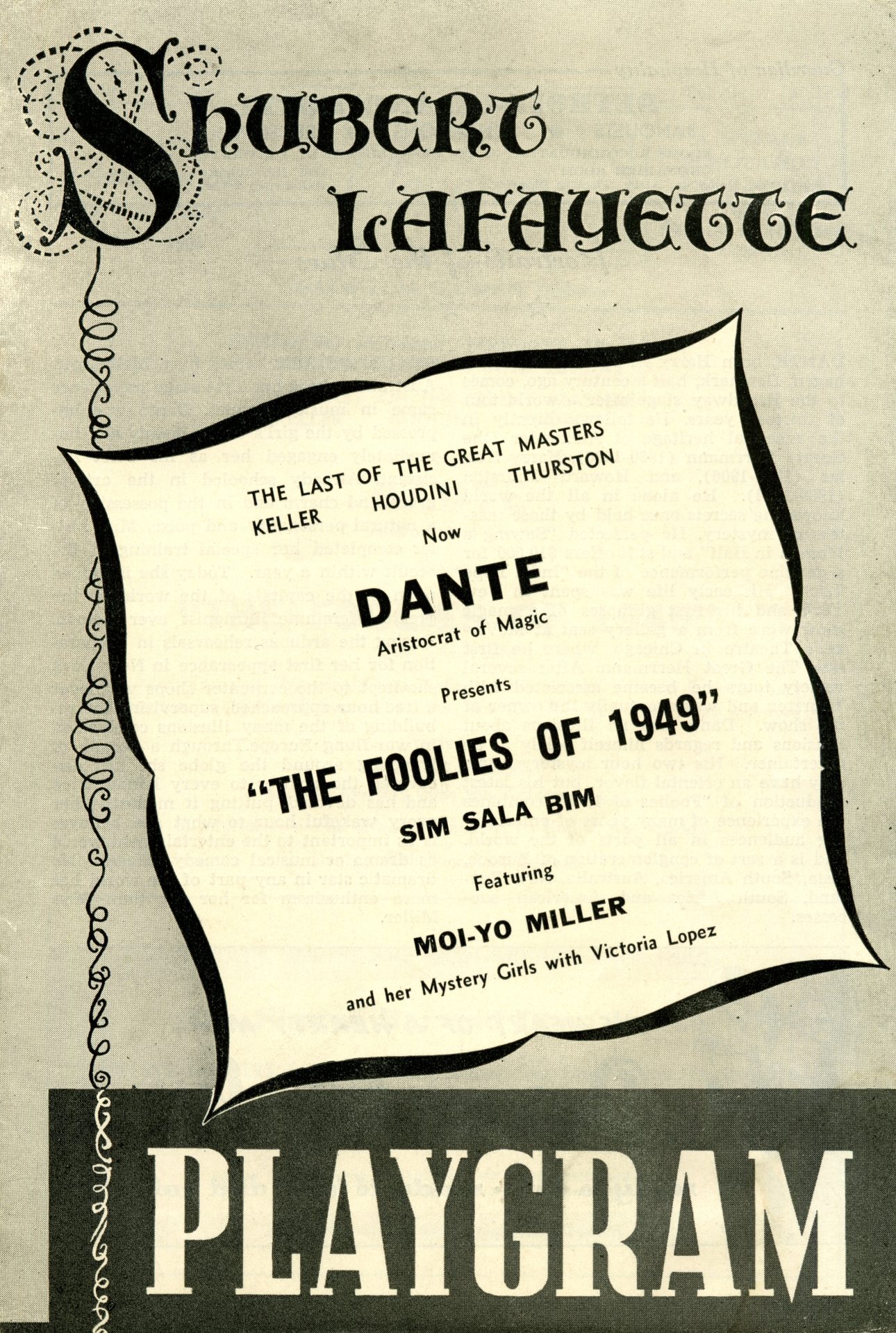 Programme for Dante at the Shubert Lafayette Theatre in Detroit. 1949