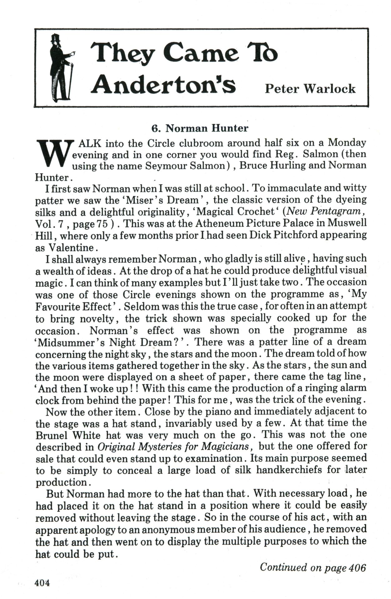 Peter Warlock reminisces on Norman Hunter