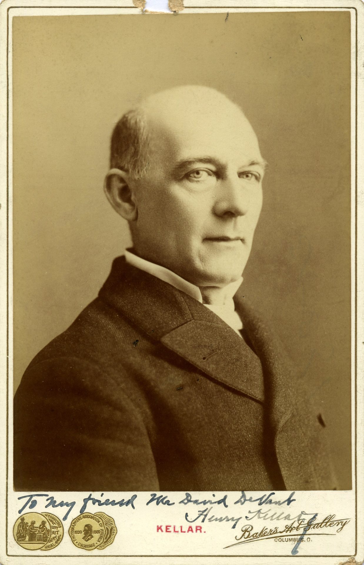 Kellar photograph autographed to David Devant